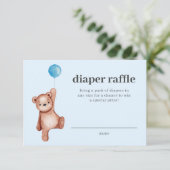 Teddy Bear Boy Baby shower Diaper Raffle Insert Kaart (Staand voorkant)