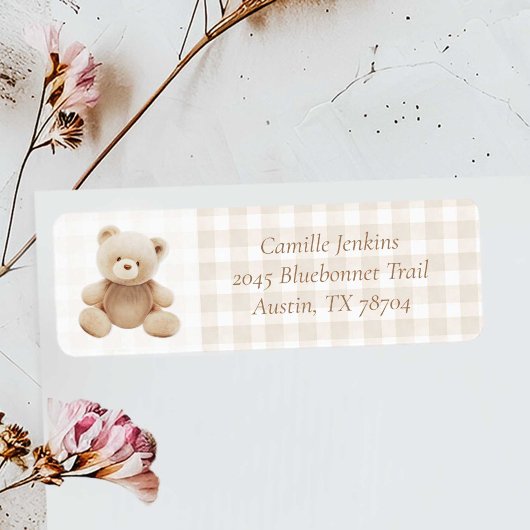 Teddy Bear Boy Baby shower Étiquette de adresse