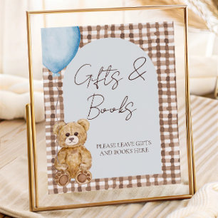 Teddy Bear Boy Baby shower Geschenken en boeken Ta Poster