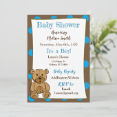 Teddy Bear Boy Baby Shower Invitations (Debout devant)