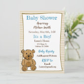 Teddy Bear Boy Baby Shower Invitations (Debout devant)