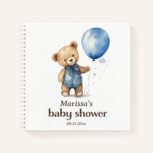 Teddy Bear Boy Baby shower Livre d'Invité (Devant)