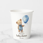 Teddy Bear Boy Baby shower Papieren beker (Achterkant)