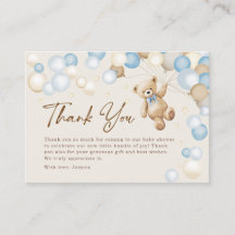 Teddy Bear Boy Baby Shower Thank You Card