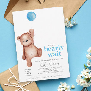 Teddy Bear Boy Baby shower Uitnodiging