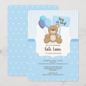 Teddy Bear Boy Baby shower Uitnodiging (Voorkant / Achterkant)