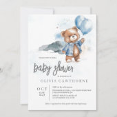 Teddy Bear Boy Baby shower Uitnodiging (Voorkant)