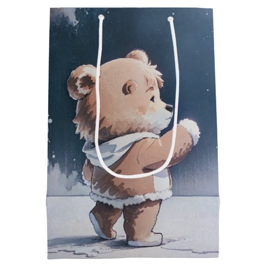 Teddy Bear Boy Barly Wacht Baby shower Medium Cadeauzakje (Achterkant)