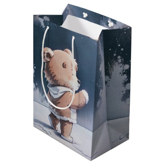 Teddy Bear Boy Barly Wacht Baby shower Medium Cadeauzakje (Achterkant Gekanteld)