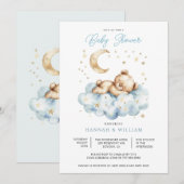 Teddy Bear Boy Blue Baby Shower  Kaart (Voorkant / Achterkant)
