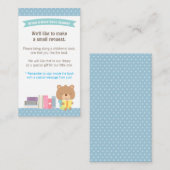 Teddy Bear Boy Boek Baby shower Boek Aanvraag Informatiekaartje (Voorkant / Achterkant)