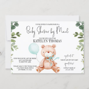 Teddy Bear Boy Greenery Baby shower van Mail Kaart