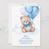 Teddy Bear Boy Invitation pour le premier annivers (Devant)