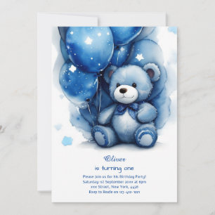 Teddy Bear Boy Invitation pour le premier annivers