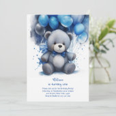 Teddy Bear Boy Invitation pour le premier annivers (Debout devant)