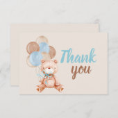 Teddy Bear Boy Merci Carte de note (Devant / Derrière)