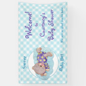 Teddy Bear Boy Sleeping Baby shower Spandoek (Verticaal)