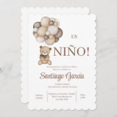 Teddy Bear Boy Spaanse uitnodiging (Voorkant / Achterkant)