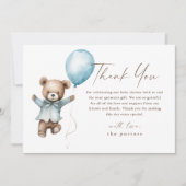 Teddy Bear Boys Baby shower Bedankkaart (Voorkant)