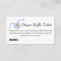 Teddy Bear Boys Baby shower Luier Raffle Ticket