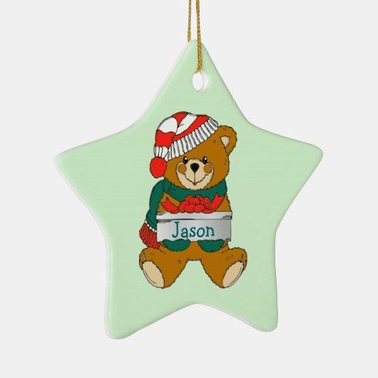 Teddy Bear Boys kerstversiering Keramisch Ornament (Rechts)