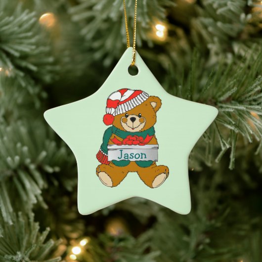 Teddy Bear Boys kerstversiering Keramisch Ornament (Boom)