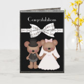 Teddy Bear Bride & Groom Wedding Kaart (Gele Bloem)