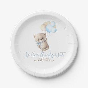 Teddy Bear Brown en Blue Baby shower Paper Bord