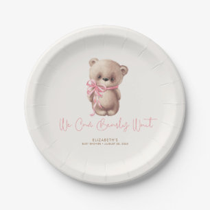 Teddy Bear Brown en Roze Baby shower Papieren Bordje