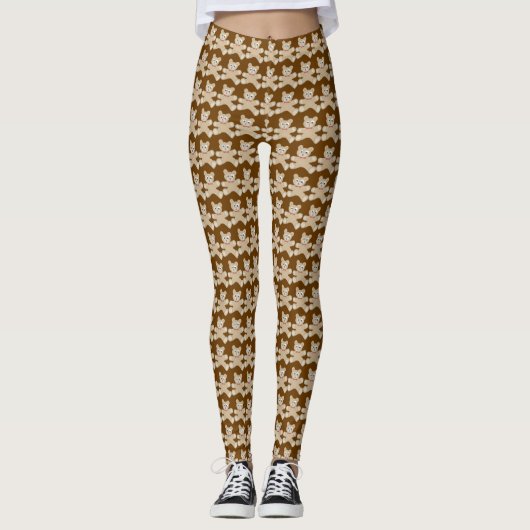 Teddy Bear Brown Pattern Leggings (Voorkant)