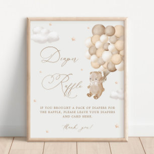 Teddy Bear Bruin Baby shower Luier Raffle Poster