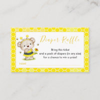 Teddy Bear Bumblebee Diaper Raffle Card