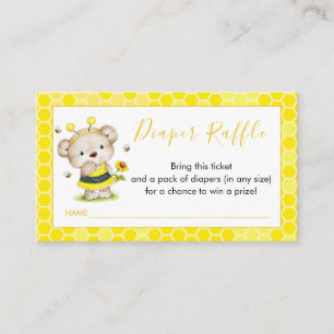 Teddy Bear Bumblebee Diaper Raffle Card Informatiekaartje