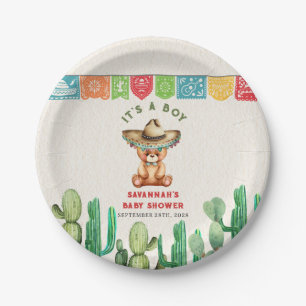 Teddy Bear Cactus Boy Baby shower Fiesta Papieren Bordje