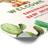 Teddy Bear Cactus Boy Baby shower Fiesta Poster (Hoek)