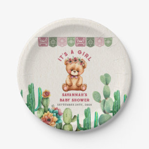 Teddy Bear Cactus Girl Baby shower Fiesta Papieren Bordje