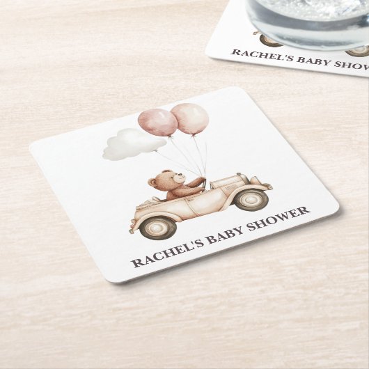 Teddy Bear Car Baby shower Onderzetter (Schuin)