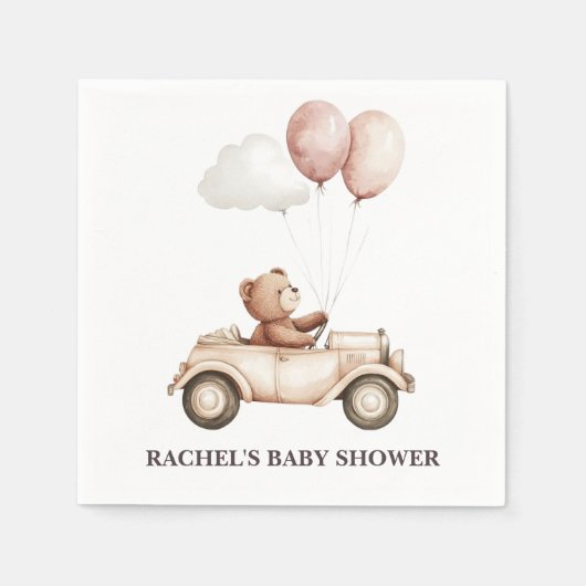  Teddy Bear Car Baby shower servetten (Voorkant)
