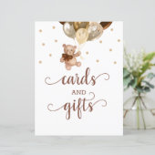 Teddy Bear Cards en Gifts Table Sign Baby shower (Staand voorkant)