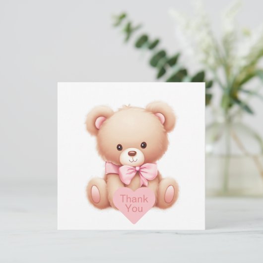 Teddy Bear Carte de remerciements rose (Debout devant)