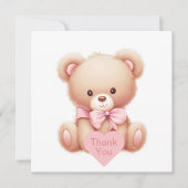 Teddy Bear Carte de remerciements rose (Devant)