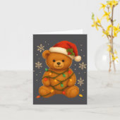 Teddy Bear Christmas Tree Lights Santa Hat For Bea Kaart (Gele Bloem)