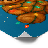 Teddy Bear Christmas Tree Lights Santa Hat For Bea Poster (Hoek)