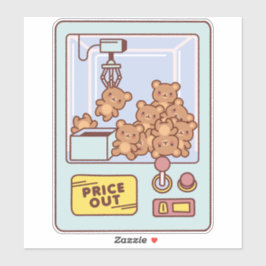 TEDDY BEAR CLAW MACHINE STICKER