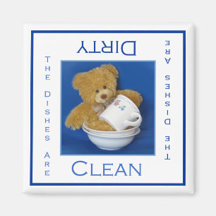 Teddy Bear Clean of Dirty Dishwasher Magnet Magneet