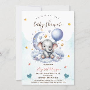 Teddy Bear Cloud Moon Stars Baby shower Kaart