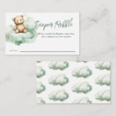 Teddy Bear Clouds Baby shower Luier Raffle Informatiekaartje (Voorkant / Achterkant)
