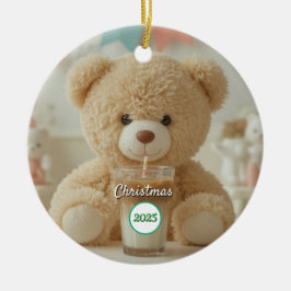 Teddy Bear Coffee 2025 Christmas Keramisch Ornament