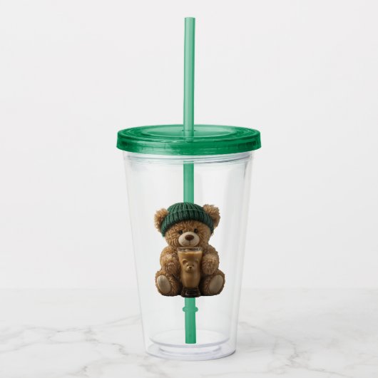 Teddy Bear Cold Brew Acryl Drinkbeker (Voorkant)