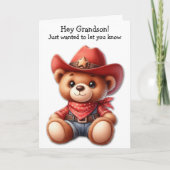 Teddy Bear Cowboy Kleinzoon Valentijn Kaart (Voorkant)